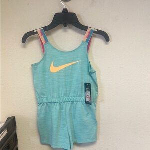 Nike Aqua Blue Romper with Orange Logo
